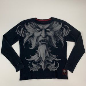 Affliction Mens Black Cotton L/S Thermal Shirt XL